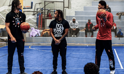 Meleek Thomas, Amere Brown, and Amari Evans hosted the free holiday hoops camp on Christmas Eve and more than 150 kids attended.